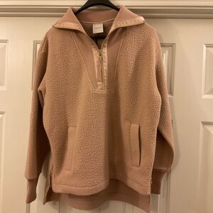 Varley Wallace Fleece Half Zip NWT Small, Blush Tan
